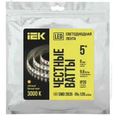Лента LED 5м LSR-2835WW120-9,6-IP20-12В IEK