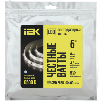 Лента LED 5м LSR-2835W60-4,8-IP65-12В IEK