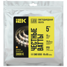 Лента LED 5м LSR-5050WW60-14,4-IP65-12В IEK