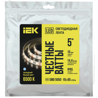 Лента LED 5м LSR-5050W60-14,4-IP65-12В IEK