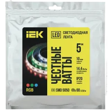 Лента LED 5м LSR-5050RGB60-14,4-IP20-12В IEK