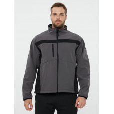 Куртка демисезонная LULEA2 из материала Softshell, серо-чёрная, размер XXL