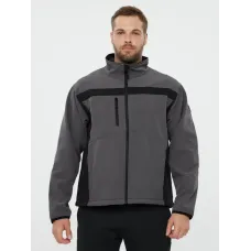 Куртка демисезонная LULEA2 из материала Softshell, серо-чёрная, размер XL