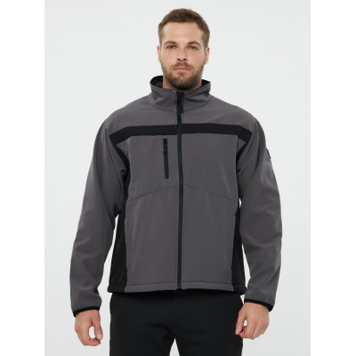 Куртка демисезонная LULEA2 из материала Softshell, серо-чёрная, размер XXL