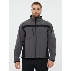 Куртка демисезонная LULEA2 из материала Softshell, серо-чёрная, размер M