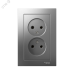 Розетка ATLASDESIGN двойная без заземления 16А в сборе сталь