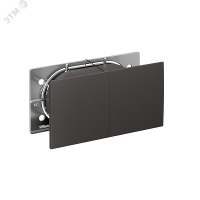 ATLASDESIGN РОЗЕТКА двойн. с заземл.со штор.со сдвиж. крышк, 16А, в сборе, БАЗАЛЬТ