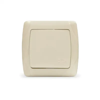 Маргарита розетка одноместная с крышкой  с/з, с/у, 16А, 220В, сл.кость (ivory) (еврослот)