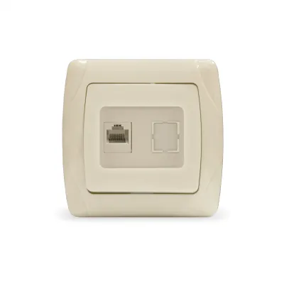 Маргарита розетка компьютерная  RJ45, сл.кость (ivory) (еврослот)