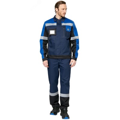 Куртка мужская рабочая летняя для ИТР Виват NEW сине-черно-васильковая, р. 104-108/170-176