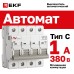 Выключатель автоматический AV-6 4P 1A (C) 6kA EKF AVERES