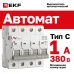 Выключатель автоматический AV-6 4P 1A (C) 6kA EKF AVERES
