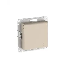 ATLASDESIGN РОЗЕТКА с заземл. со шторк. с крышкой, 16А,IP20,мех., быстрозажимные клеммы, ПЕСОЧНЫЙ