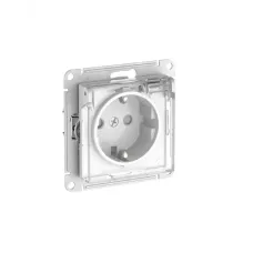 ATLASDESIGN AQUA РОЗЕТКА с заземлением со шторками с прозрачной крышкой ,16А, IP44, быстрозажимные клеммы,БЕЛЫЙ