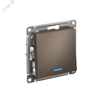 Переключатель одноклавишный ATLASDESIGN с подсветкой схема 6а 10АХ механизам мокко