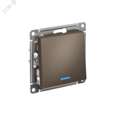 Выключатель одноклавишный ATLASDESIGN с подсветкой схема 1а 10АХ механизм мокко