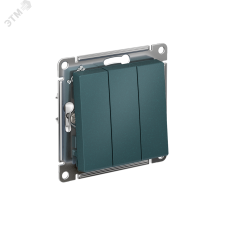 Выключатель трехклавишный ATLASDESIGN схема 1+1+1 10АХ механизм изумруд