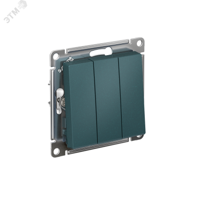 Выключатель трехклавишный ATLASDESIGN схема 1+1+1 10АХ механизм изумруд