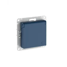 ATLASDESIGN РОЗЕТКА с заземл. со шторк. с крышкой,16А, IP20, быстрозажимные клеммы, АКВАМАРИН