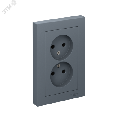 Розетка ATLASDESIGN двойная без заземления 16А в сборе грифель