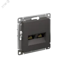 ATLASDESIGN РОЗЕТКА двойная компьютерная RJ45+RJ45, кат.5Е, механизм, БАЗАЛЬТ