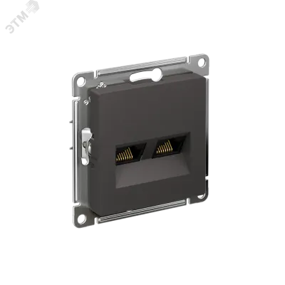 ATLASDESIGN РОЗЕТКА двойная компьютерная RJ45+RJ45, кат.5Е, механизм, БАЗАЛЬТ