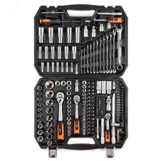 Набор инструментов НАИ-10/216 серия PROFESSIONAL с торцевыми шестигранными, головками Е-типа и трещоткой 1/2'', 1/4'', 3/8''