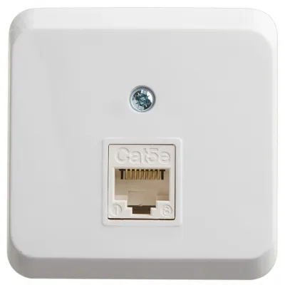 ЭТЮД Розетка открытой установки компьютерная RJ45 категория 5E белый