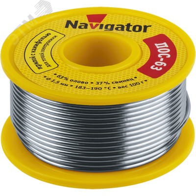 Припой Navigator 93 777 NEM-Pos05-63K-1-K100 (ПОС-63, катушка, 1 мм, 100 гр)