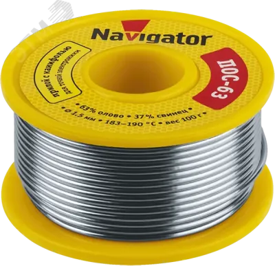 Припой Navigator 93 777 NEM-Pos05-63K-1-K100 (ПОС-63, катушка, 1 мм, 100 гр)