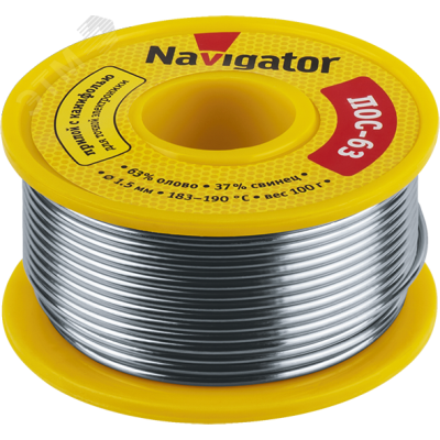 Припой Navigator 93 782 NEM-Pos05-63K-1.5-K100 (ПОС-63, катушка, 1.5 мм, 100 гр)