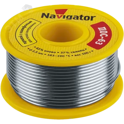 Припой Navigator 93 782 NEM-Pos05-63K-1.5-K100 (ПОС-63, катушка, 1.5 мм, 100 гр)