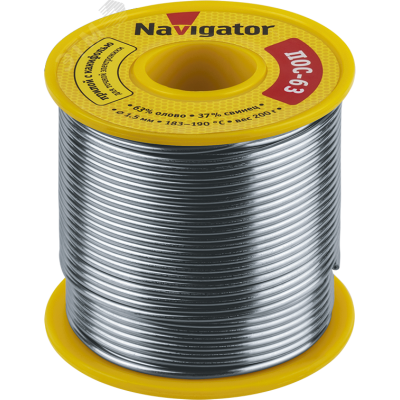 Припой Navigator 93 783 NEM-Pos05-63K-1.5-K200 (ПОС-63, катушка, 1.5 мм, 200 гр)