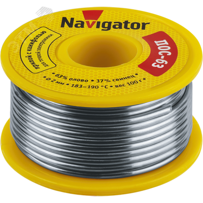 Припой Navigator 93 787 NEM-Pos05-63K-2-K100 (ПОС-63, катушка, 2 мм, 100 гр)