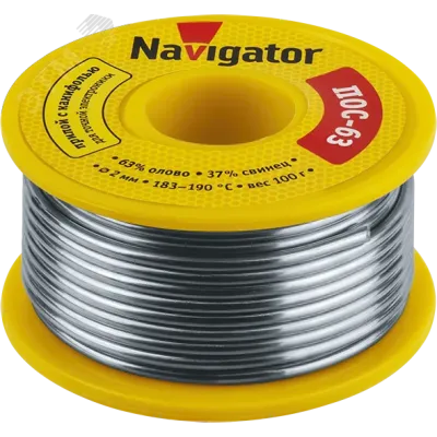 Припой Navigator 93 787 NEM-Pos05-63K-2-K100 (ПОС-63, катушка, 2 мм, 100 гр)
