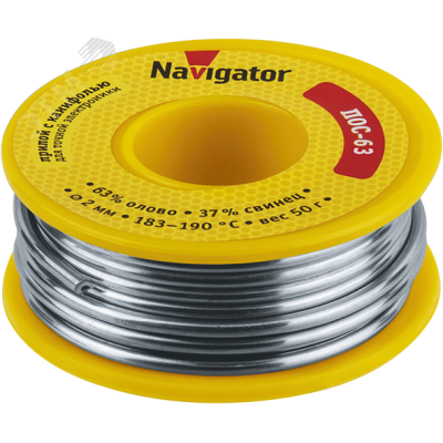 Припой Navigator 93 786 NEM-Pos05-63K-2-K50 (ПОС-63, катушка, 2 мм, 50 гр)