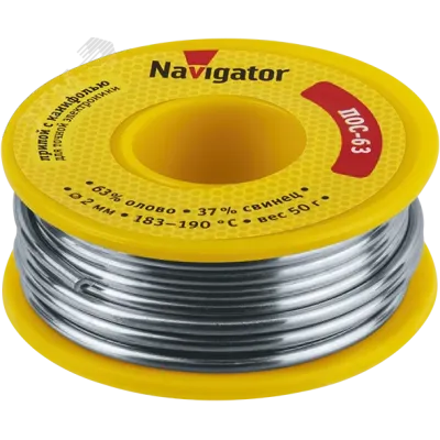 Припой Navigator 93 786 NEM-Pos05-63K-2-K50 (ПОС-63, катушка, 2 мм, 50 гр)