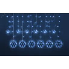 Гирлянда светодиодная новогодняя NGF-D032-03 бахрома звезды и снежинки Blue 2.5x1м IP20