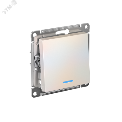 ATLASDESIGN 1-клавишный ПЕРЕКЛЮЧАТЕЛЬ с подсветкой, сх.6а, 10АХ, быстрозажимные клеммы, ЖЕМЧУГ