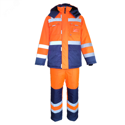 Костюм утеплённый мужской НОРДИК куртка, полукомбинезон цв. оранжевый, т.синий 64-66 128-132/182-188