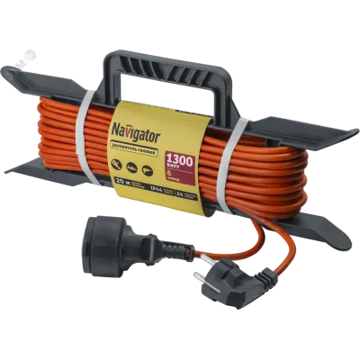 Удлинитель силовой NPE-F-20-E-3x0.75 на рамке c/з 20м ПВС 3х0,75 1300 Вт IP44
