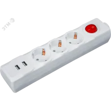 Удлинитель бытовой NPE-USB01-03-180-ESC-3X1 с выключателем 3 гнезда с/з 1,8м ПВС 3х1 2USB 2,1A