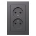 ATLASDESIGN РОЗЕТКА двойная без заземления со шторками,16А, в сборе, БАЗАЛЬТ