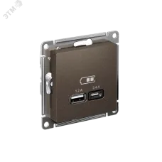 РОЗЕТКА USB ATLASDESIGN A+С, 5В/2,4А, 2х5В/1,2А, механизм, МОККО
