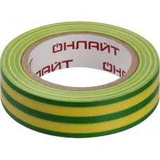 Изолента ОНЛАЙТ 90 599 OIT-B15-10-YG ПВХ желто-зеленая (Китай)