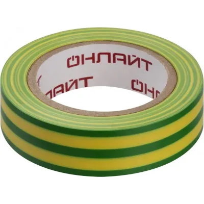 Изолента ОНЛАЙТ 90 599 OIT-B15-10-YG ПВХ желто-зеленая (Китай)