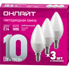Лампа ОНЛАЙТ 90 820 OLL-01-02 (C37-10-230-4K-E14-FR-PACK3)