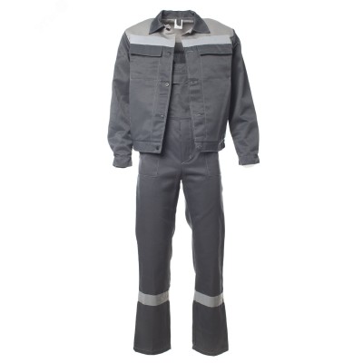 Костюм мужской ОПТИМАЛ куртка, полукомбинезон цв. т.серый, св.серый 56-58 112-116/170-176