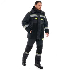 Костюм утеплённый мужской Орегон-Мембрана ОП-2, куртка и полукомбинезон, цвет темно-серый, черный, лимон 64-66/170-176