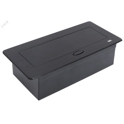 PRIMER Блок розеточный с выдвижной крышкой на 6 модулей черный IEK